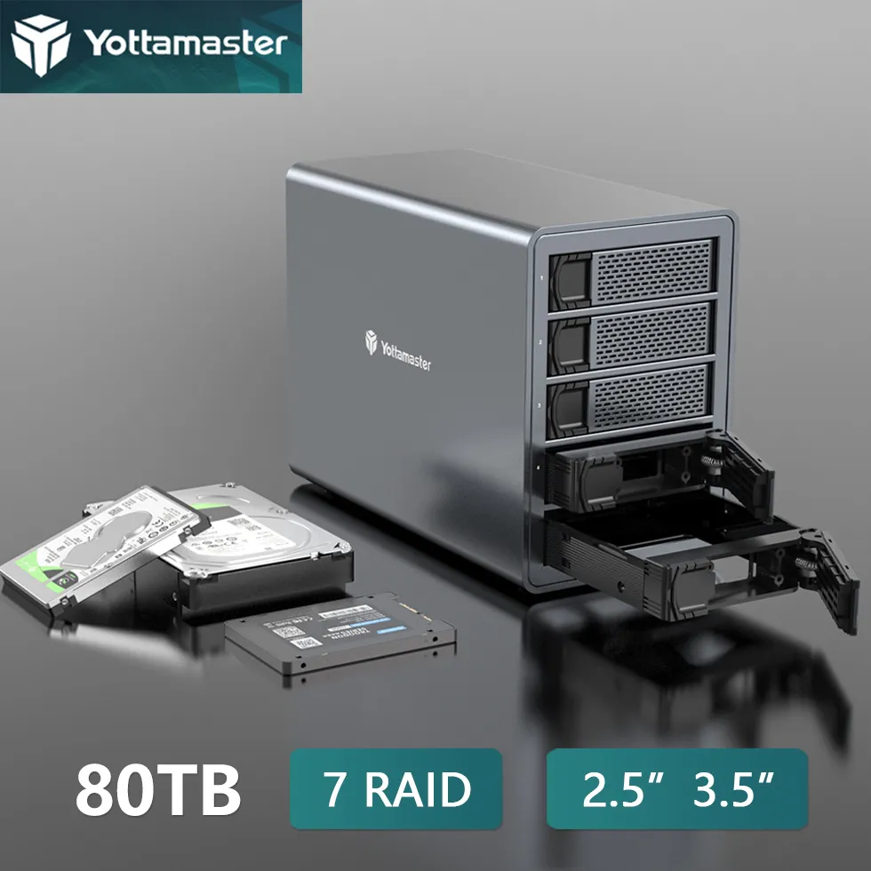 Yottamaster 2.5 3.5 collu SATA HDD, SSD Būra 2/4/5 Bay, Slots Ostas Ārējo REIDU Ja Māja Cietā diska Diska Kaste NAS Uzglabāšana