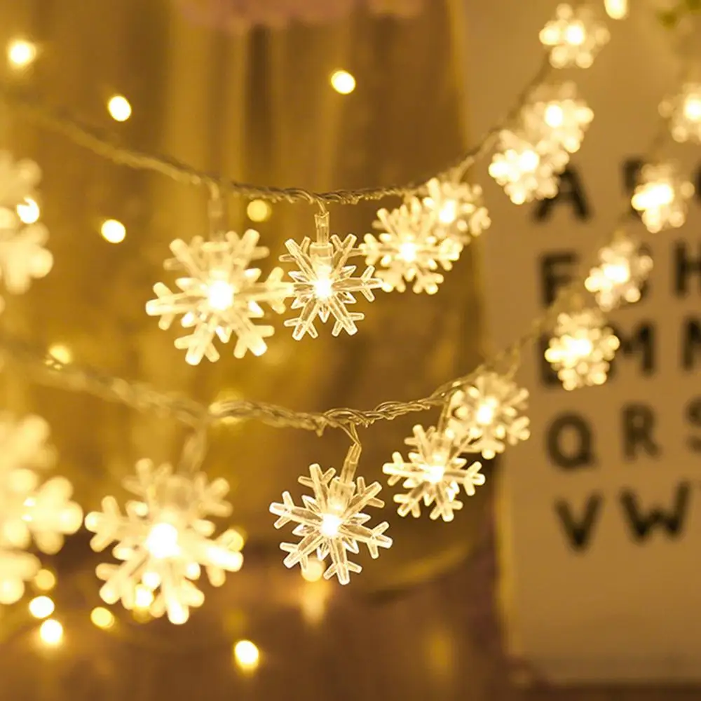 Sniegpārslas LED Pasaku String Gaismas Priecīgus Ziemassvētku rotājums Mājās ar Bateriju Darbināmas Ziemassvētki Āra Telpā Aizkaru Vainags Gaismas