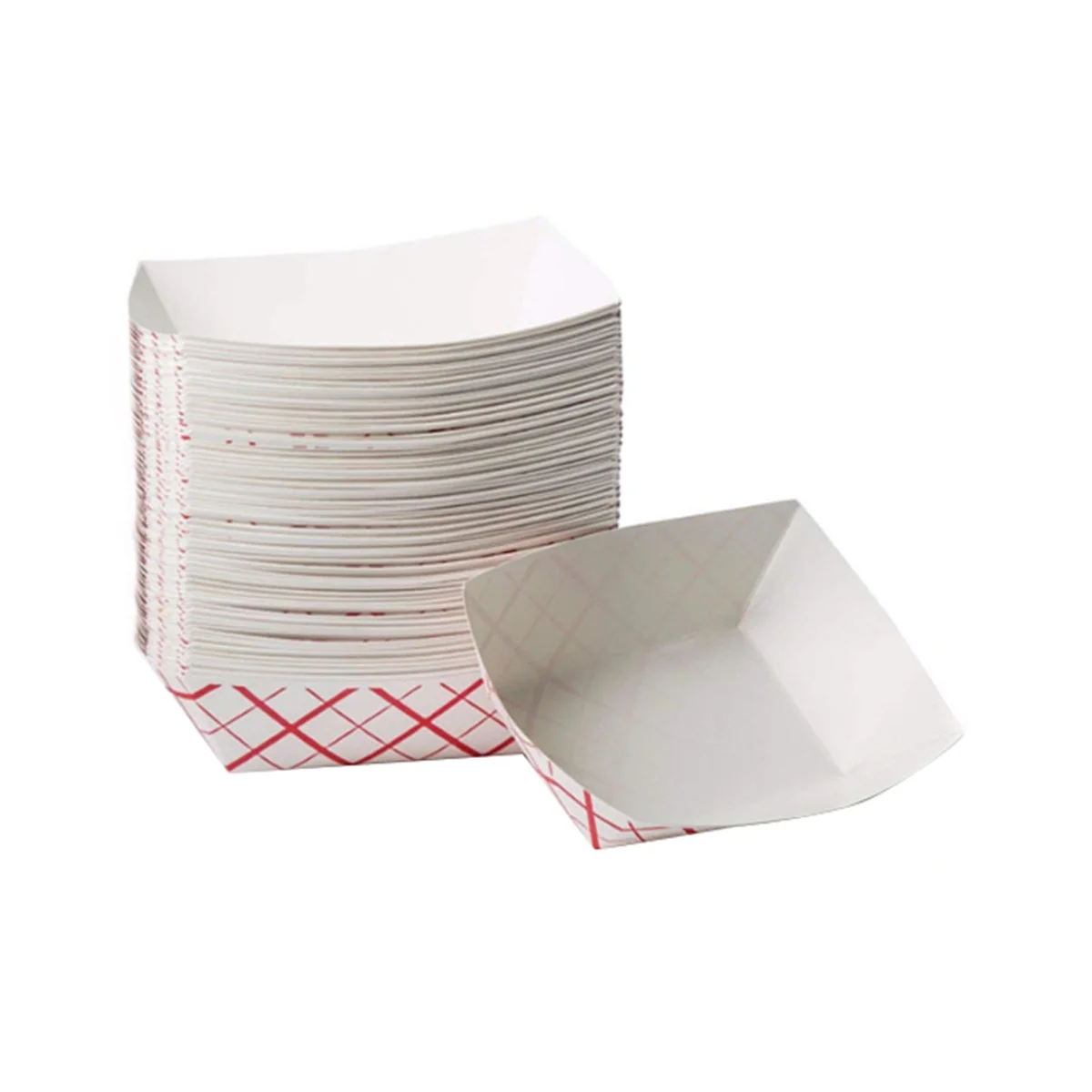100Pc Papīra Pārtikas Vienreizējās lietošanas Šķīvji - Red & White Rūtainā hermētiskos Papīra Pārtikas Laivas - Papīra Paplātes Pārtikas