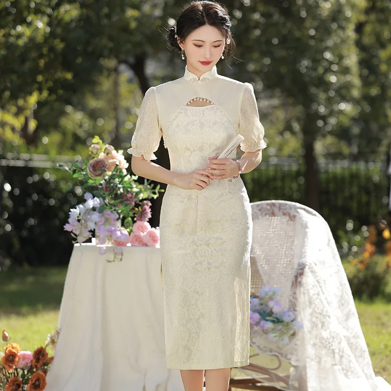 Vintage Sieviešu Kokvilnas Cheongsam Kleitas Ar Īsām Piedurknēm Qipao Ķīniešu Stilā Tradicionālo Apģērbu