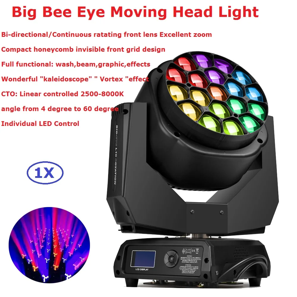 Clay Paky Apgaismojums 19X15 RGBW Quad Krāsu LED Liels Bišu Acu Kustīgās Galvas Gaismas Staru 100-240V Profesionālās Skatuves, Apgaismes Iekārtas