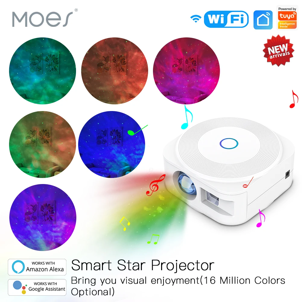 Smart Zvaigžņu Projektors, Galaxy Mākoņa/Kustīgās Okeāna Viļņu Zvaigžņu Debesis WiFi Nakts Gaisma Projektoru, Alexa, Google Home Tuya Smart Saderīgu