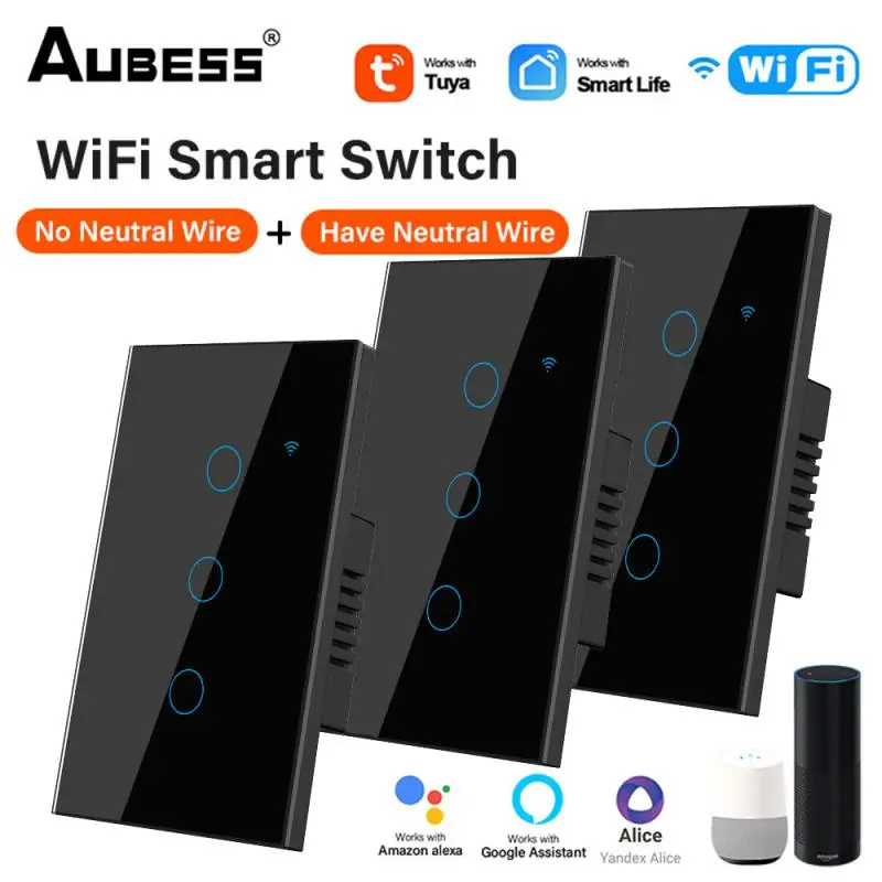 TUYA WiFi Smart Touch Switch Mājas Sienas Pogu 1/2/3/4 Banda MUMS Universal PLUG Darbu Ar Alexa Un Google Palīgs
