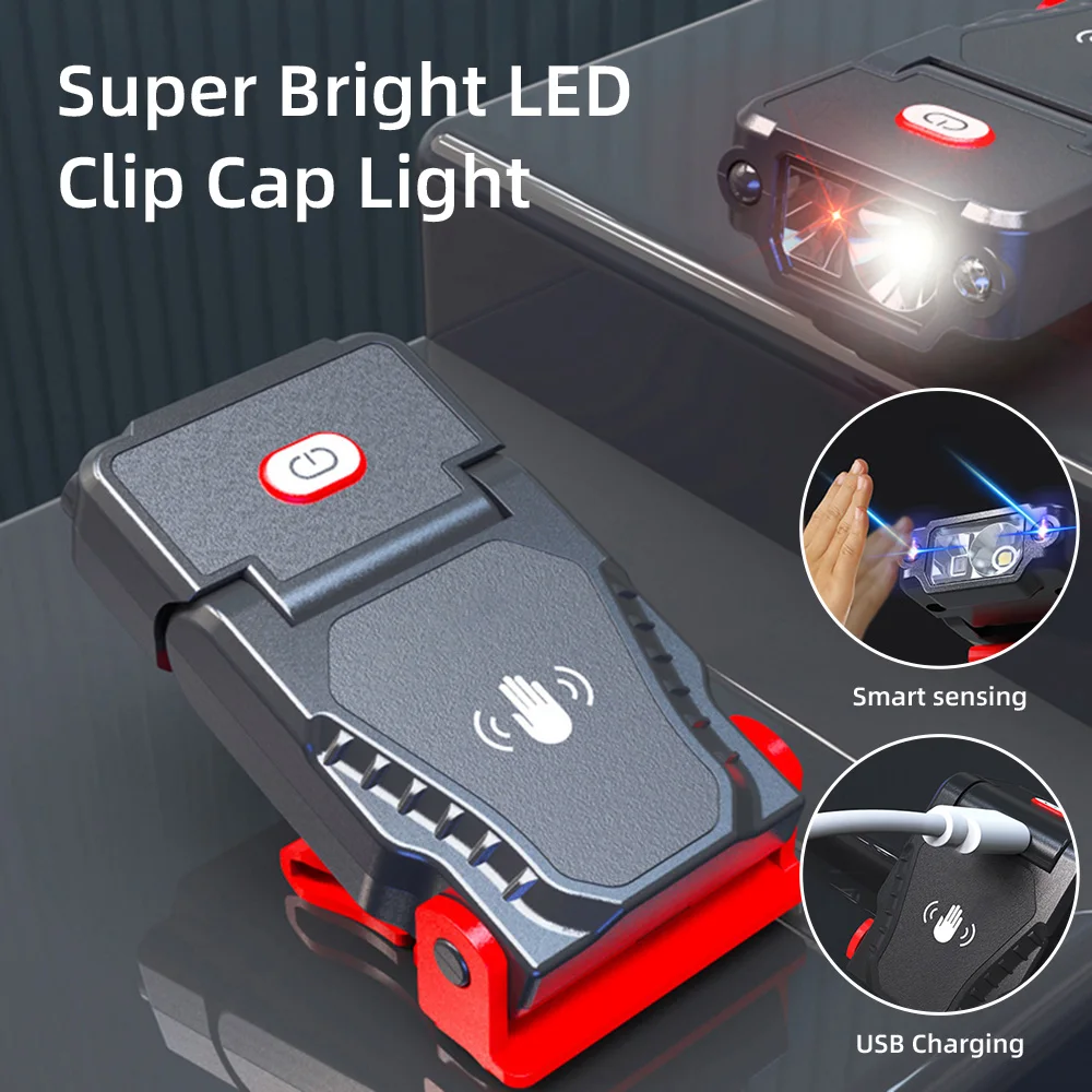 LED Indukcijas Lukturu USB Lādējamu Super Spilgti Klipu Klp Lampas Galvas liekamu Ūdensnecaurlaidīga Cepure Klipu Gaismas Āra Nakts Zvejas