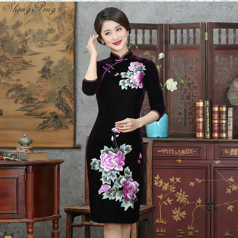 2018 Samta Mamma Vintage Cheongsam Dizainu Kāzu Kleitas Mūsdienu Qipao Tradicionālās Ķīnas Austrumu Kleitas Izšuvumu Kleita Q281