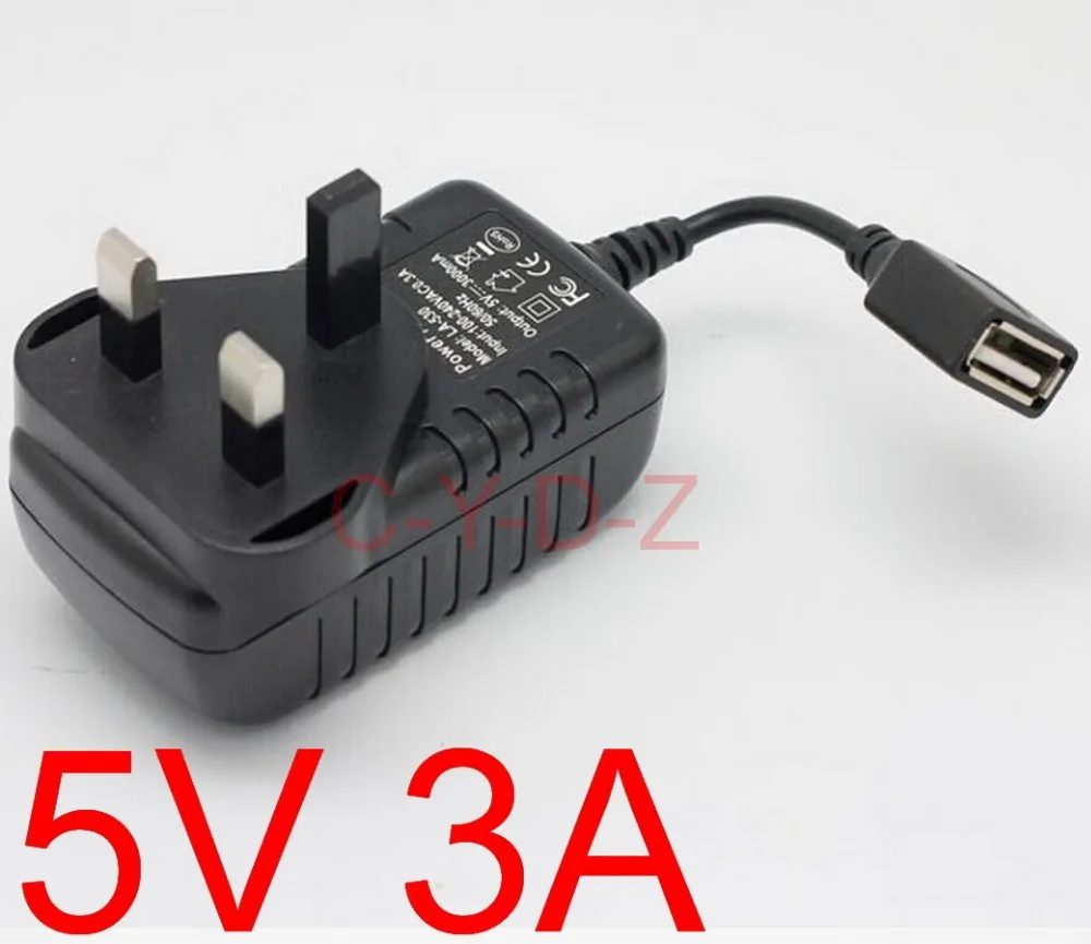 Augstas kvalitātes 1 gab USB lādētāju 3A usb strāvas adapteri, UK Plug-5V, 3A ceļojumu sienas lādētāju