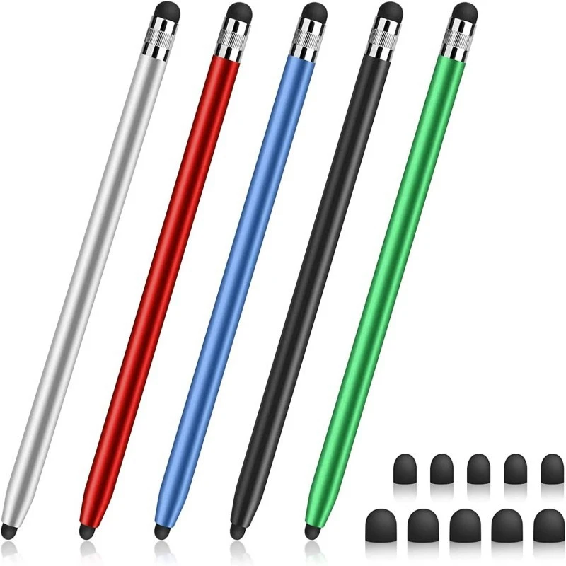 Augstas Kvalitātes Universāla Zīmuli Double Silikona Galvas Touch Capacitive Ekrānu Irbuli Caneta Capacitive Pen Tablet Viedtālrunis