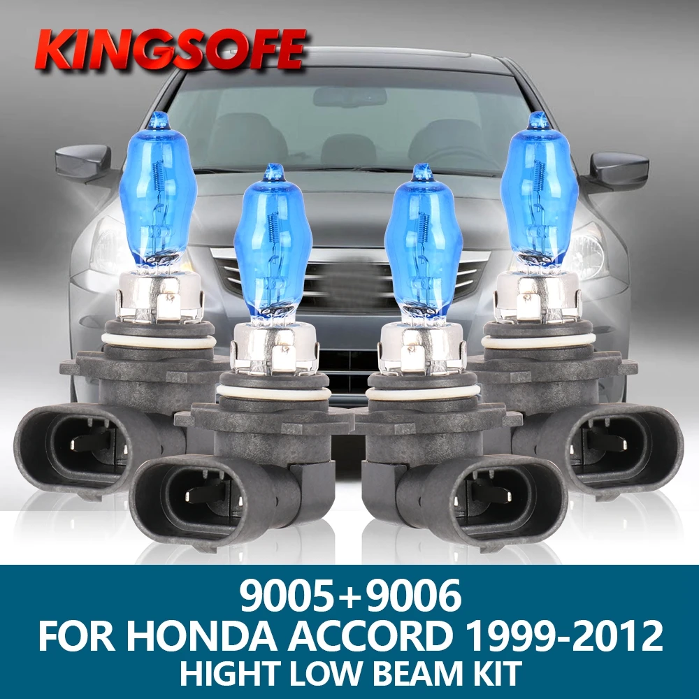4X HOD Auto, Ksenona Halogēna Lampa 9005 HB3 9006 HB4 Augsta Zema Gaismas Spuldžu Komplekts Honda Accord 1999-2006 2007 2008 2009 2010 2011 2012