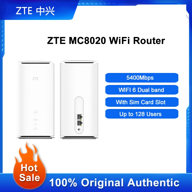 Sākotnējā ZTE MC8020 WiFi Bezvadu Maršrutētāju, 5G Modemu CPE WI-FI 6 Dual Band 5400Mbps Pagarināt Pastiprinātājs Sim Kartes Slots Tīkla Repeater