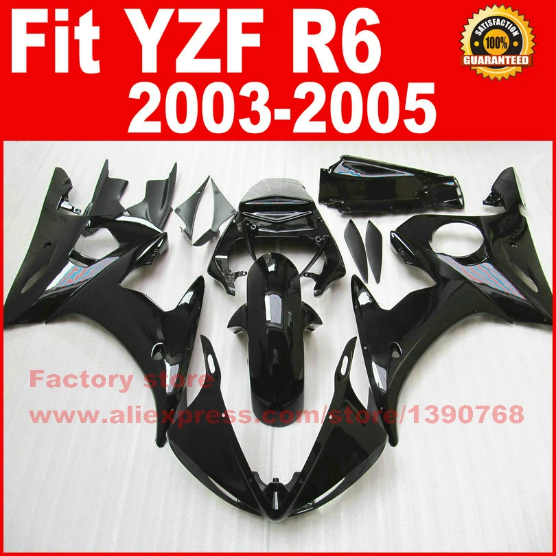 ABS Rūpnīcas motocikla aptecētājs komplekti YAMAHA 2003 2004 2005 YZFR6 glancēts melns YZF R6 03 04 05 pārsegi komplekts virsbūves daļas