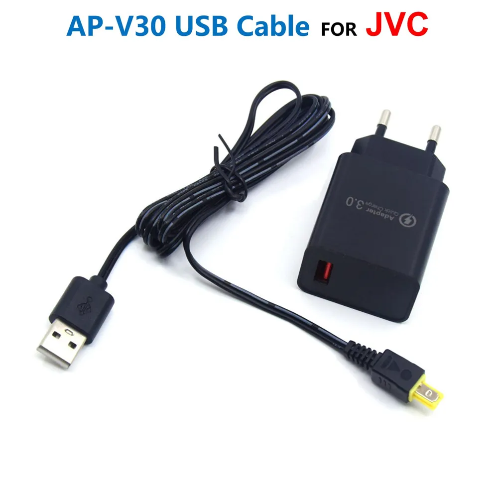 Adapteris Lādētājs+AP-V30 AP-V30U Power Bank USB Kabelis JVC Everio DV Kamera Videokamera GZ HD520 HD620 HD760 HM990 MS250 VX700BUS