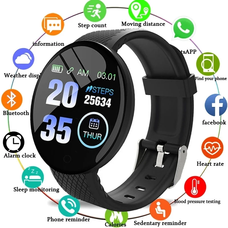 D18 Smart Skatīties Sirdsdarbības Ātrums, asinsspiediens, Fitnesa Tracker Vīrieši Sievietes Smart Aproce Ūdensizturīgs Sporta Smartwatch Android, IOS