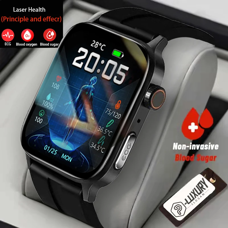 2023 Jaunu Asins Glikozes Smartwatch Vīriešiem EKG+PPG Sirdsdarbības Ātrums, asinsspiediens, Asins skābekļa Veselības Pulksteņi Ūdensizturīgs Smartwatch Sievietēm