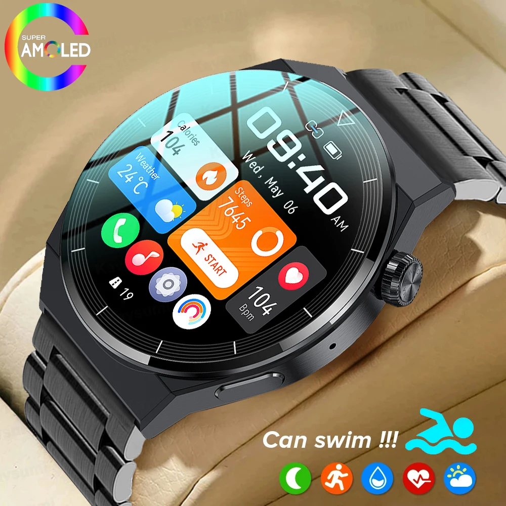 2023 Jaunu NFC Smartwatch Vīriešiem AMOLED 390*390 HD Ekrānu, Bluetooth Zvanu IP68 Ūdensnecaurlaidīga Sporta SmartWatch Vīrieši Huawei Xiaomi tālruni