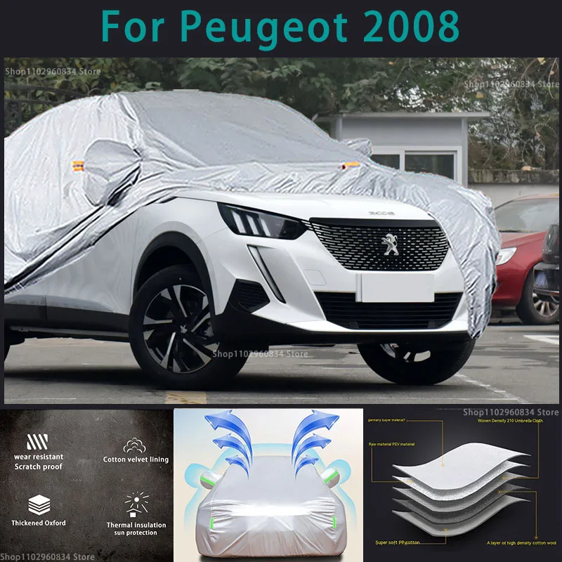 Par Peugeot 2008 Pilns Auto Pārsegi, Āra Saules uv aizsardzība Putekļu Sniega Aizsardzības Anti Krusa Un Vētra Auto seguma