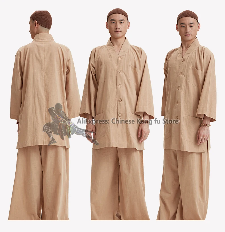Vasaras Budistu Mūks Uzvalks Lauksaimniecības Meditējot Kung fu Vienotu Ušu Shaolin Cīņas mākslas Jaka Bikses