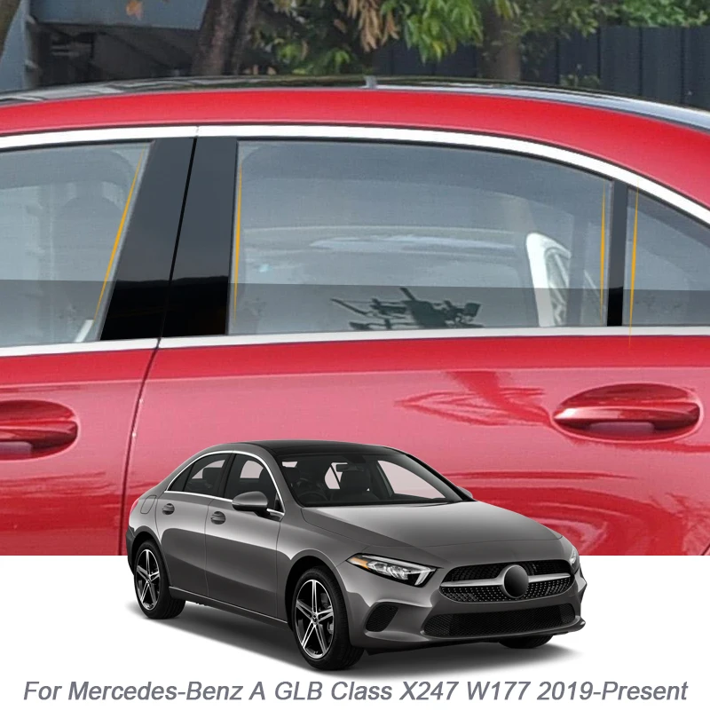 6PCS Auto stiklu Centrs Pīlārs Uzlīmes PVC Apdares Anti-Scratch Filmu Par Mercedes-Benz A GLB Klases X247 W177 2019-Klāt Piederumu