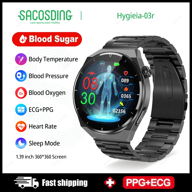 Jaunu EKG+PPG Smart Skatīties Vīrieši Asins Glikozes Veselības Sirdsdarbības Ātrums, asinsspiediens Fitnesa Sporta Pulksteņi Ūdensizturīgs Smartwatch Vīriešiem