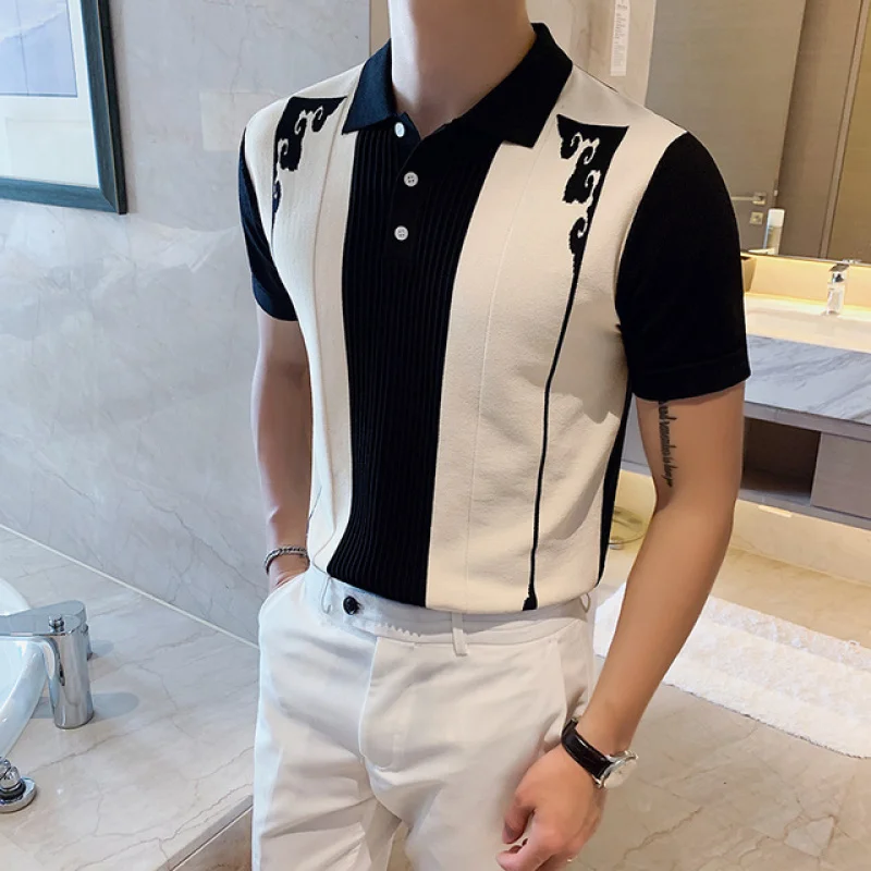 Korejas Golfa Vīriešu Īsām Piedurknēm Trikotāžas Polo Krekls Atšķirībā Britu Zīmuli Ledus Zīda Vīriešu T-krekls Vīriešu Jauns T-krekls Vasaras Vīriešu