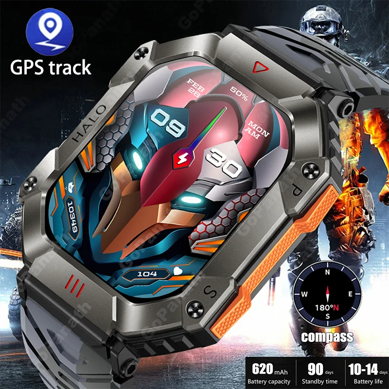2023 Jauns Brīvdabas Piedzīvojumu Vīriešu Smartwatch Kompass, GPS Izmantot Sliežu Veselības Uzraudzības 100+ Īstenot Režīmā Sieviešu Smartwatch