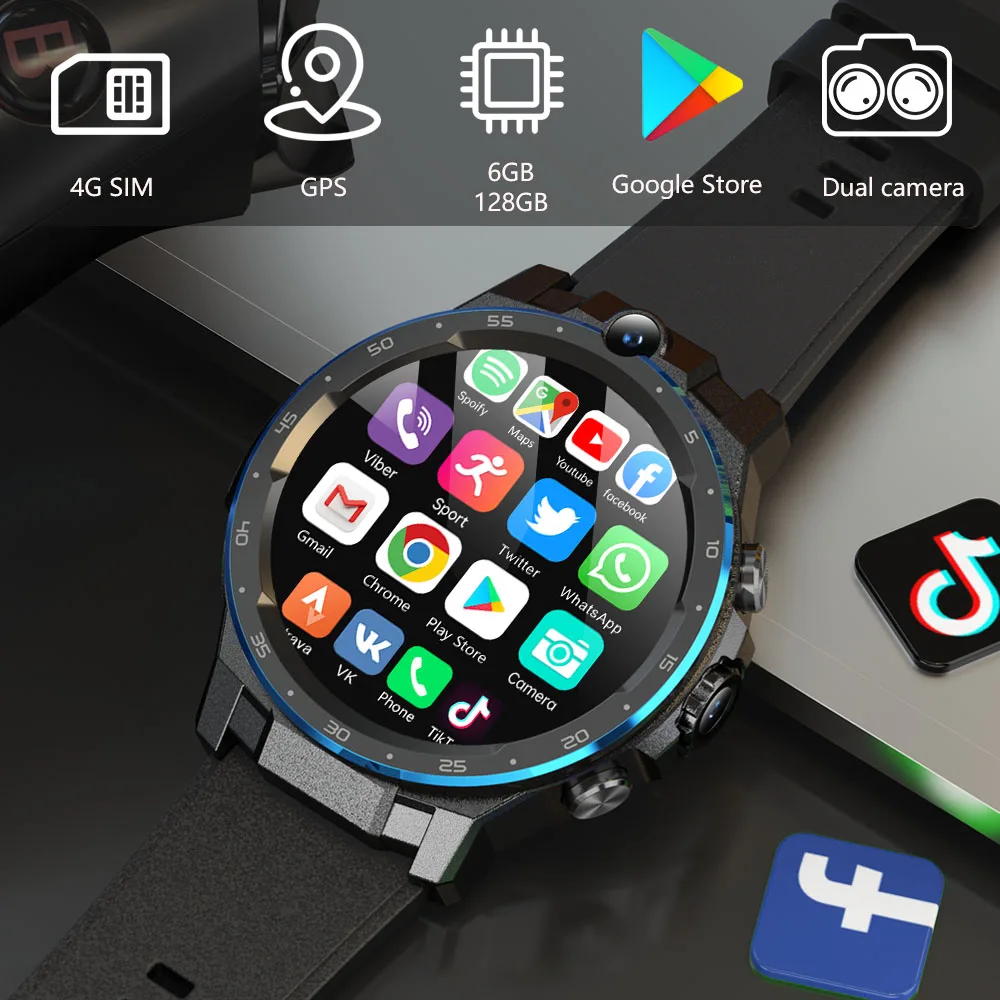2023 JAUNU Vīriešu 4G Smart Skatīties 6GB+128GB GPS Wifi Dual Camera 24H Heartrate Sportā Vīriešiem Smartwatch Sieviešu Duālās Sistēmas Mūzikas NFC SIM