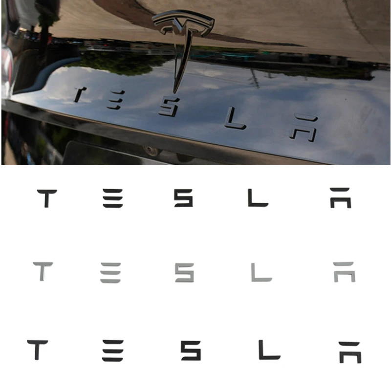 ABS Auto Priekšējā Pārsega Emblēma Uzlīme Apdarei TESLA Vēstules Modelis 3 Modelis S Model X Y Roadster Auto Aizmugurējā Bagāžnieka Piederumi