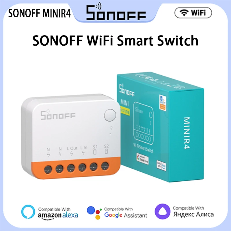 SONOFF MINIR4 WiFi Smart Switch 2 Veidu Kontroles Mini Extreme Smart Home Relay Atbalsts R5-I-MATE Balss Alexa Alise Google Home