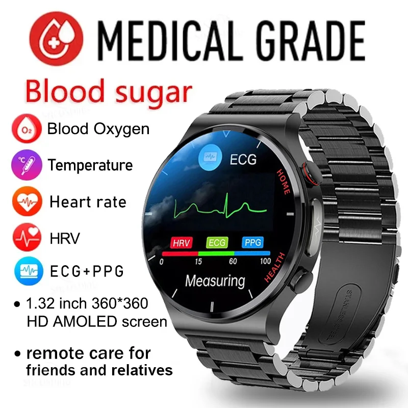 2023 Jaunu Smartwatch Cukura līmeni Asinīs, Asins lipīdu asinsspiedienu, Ķermeņa Temperatūru Veselības Uzraudzības Smart Pulksteņi Vīriešu Sieviešu Pulkstenis