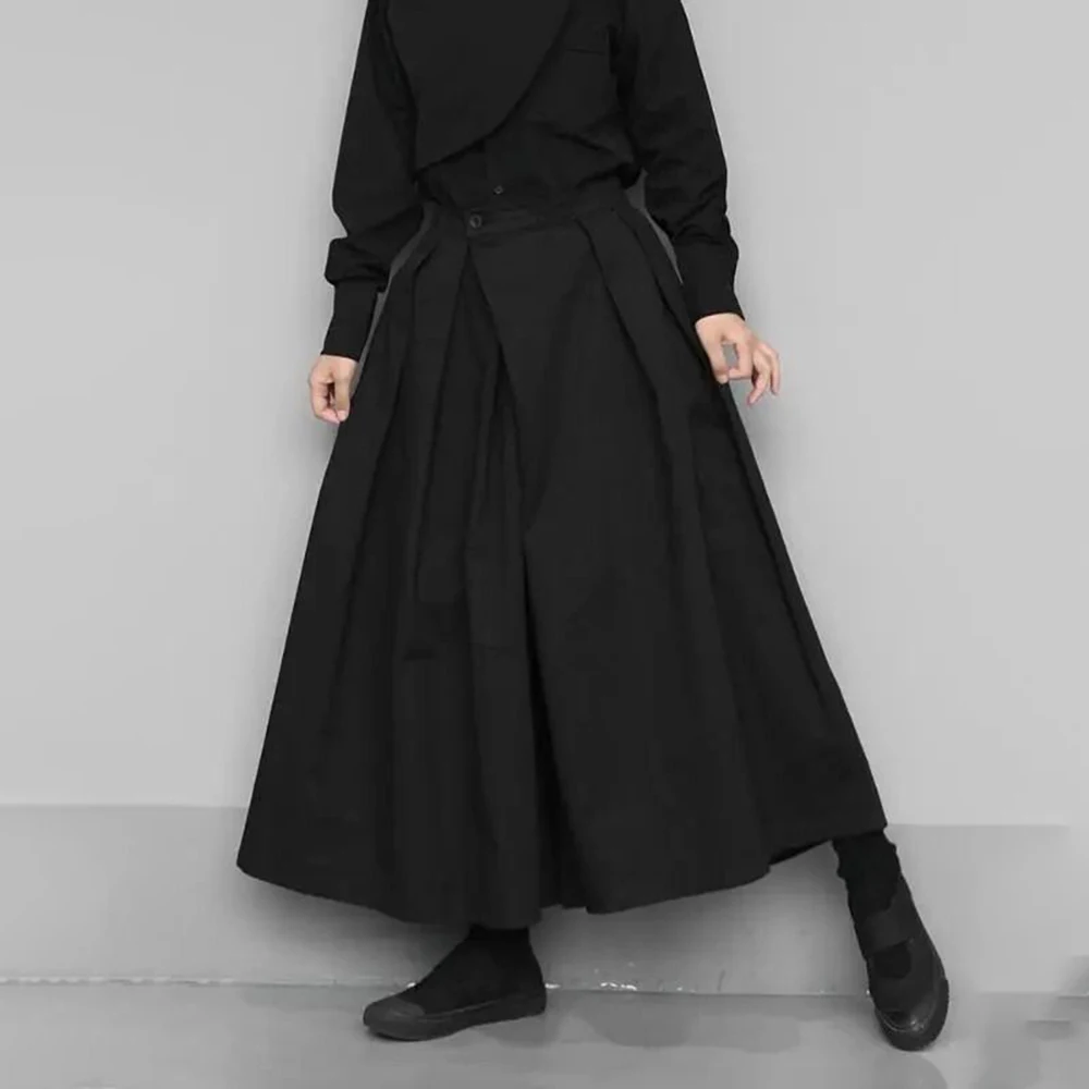 2023 Moderns Gothic Tumši Stilu Zaudēt Apgriezts Hakama Bikses Plaša Kāju Bikses Jaunas Liela Izmēra Konstrukcijas Sajūtu Samurai Bikses Vīriešu Apģērbs
