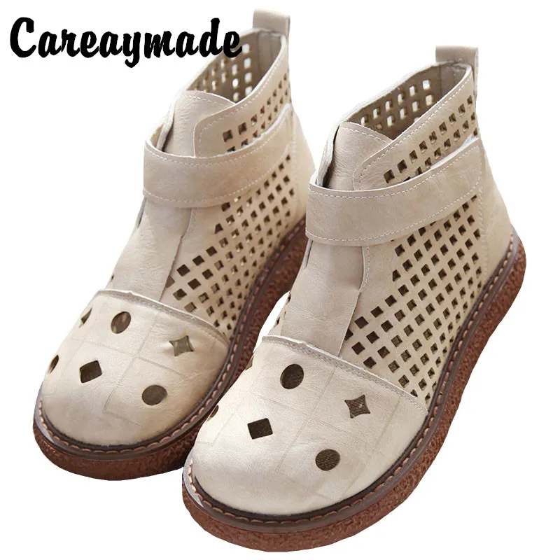 Careaymade-Jauns Pavasara Retro High Top sandales sieviešu big head caurumu kurpes slīpums papēža bieza soled dobi forši zābaki acs zābaki