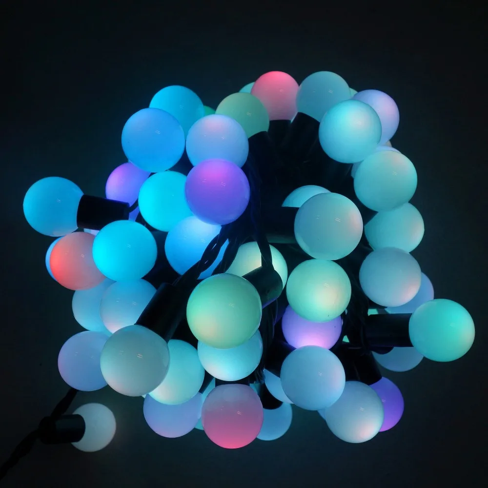 LED RGB Brīvdienu Ziemassvētku apgaismojums;lodīšu tipa;10M 100LED Bumbu String Apgaismojums Ūdensnecaurlaidīgs+220~240V/AC90-130V Kontaktdakšu