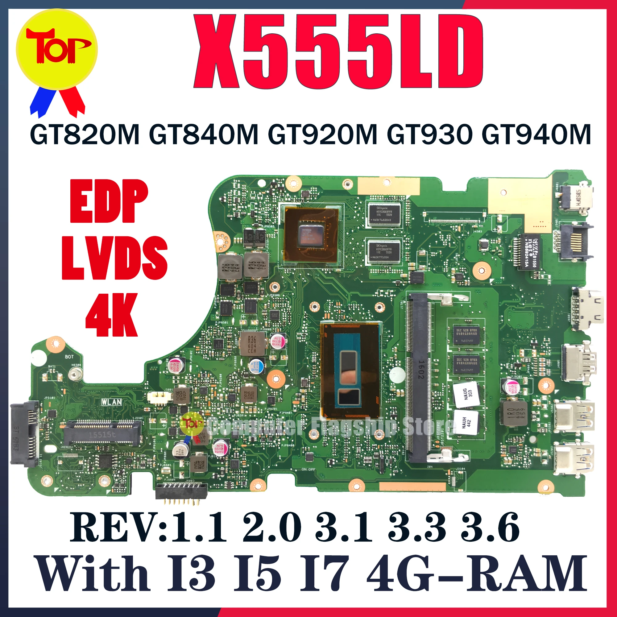 KEFU X555LD Portatīvo datoru Mātesplati Par ASUS X555LDB X555LN X555LB X555LF X555LJ X555LI X555LPB I3 I5 I7 GT940 Mainboard 100% Darba