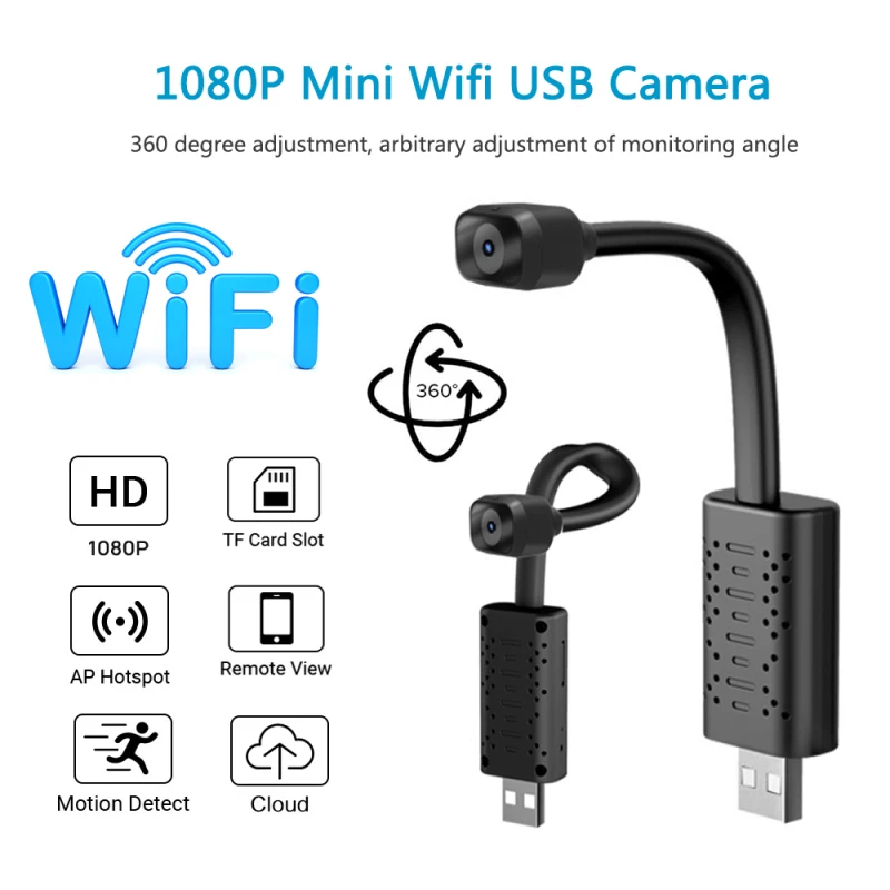 1080P Mini Wifi USB Kameras Video U22 HD Nakts Redzamības Kustības detektors Kamera Atbalsta 128GTF Kartes Ierakstu Kameru Piederumi