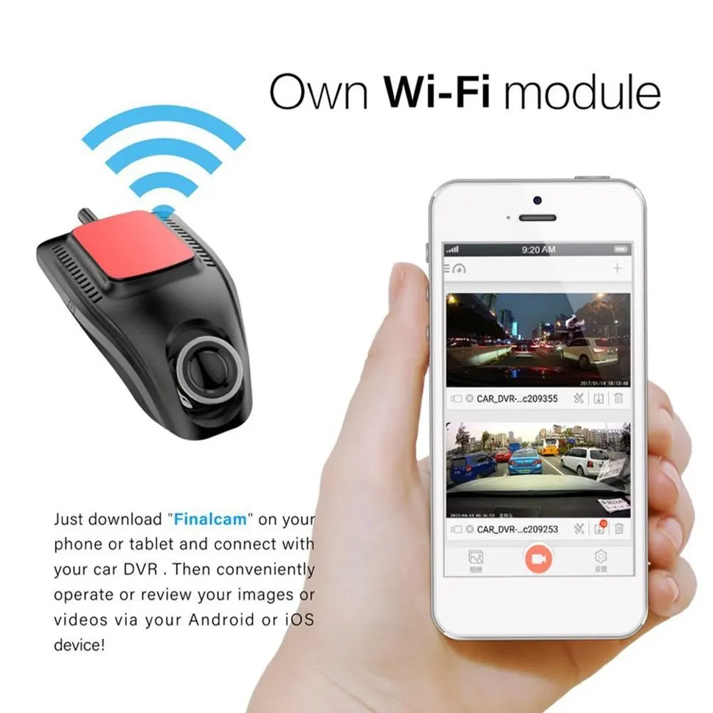 Mazs Acu Dash Cam Auto DVR Reģistrators Fotokameru ar Wifi Full HD 1080p Platleņķa Objektīvs G Sensors, Nakts Redzamības Dash Cam Top Pārdošanas