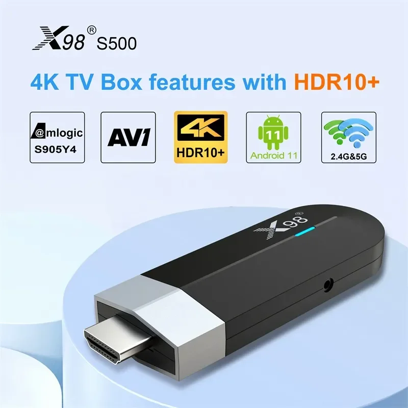 S500 Android 11 Smart TV Stick Amlogic S905Y4 Četrkodolu 4G 32G 4K H. 265 HEVC 2.4 G/5G Wifi Media Player Set Top Box TV Stick