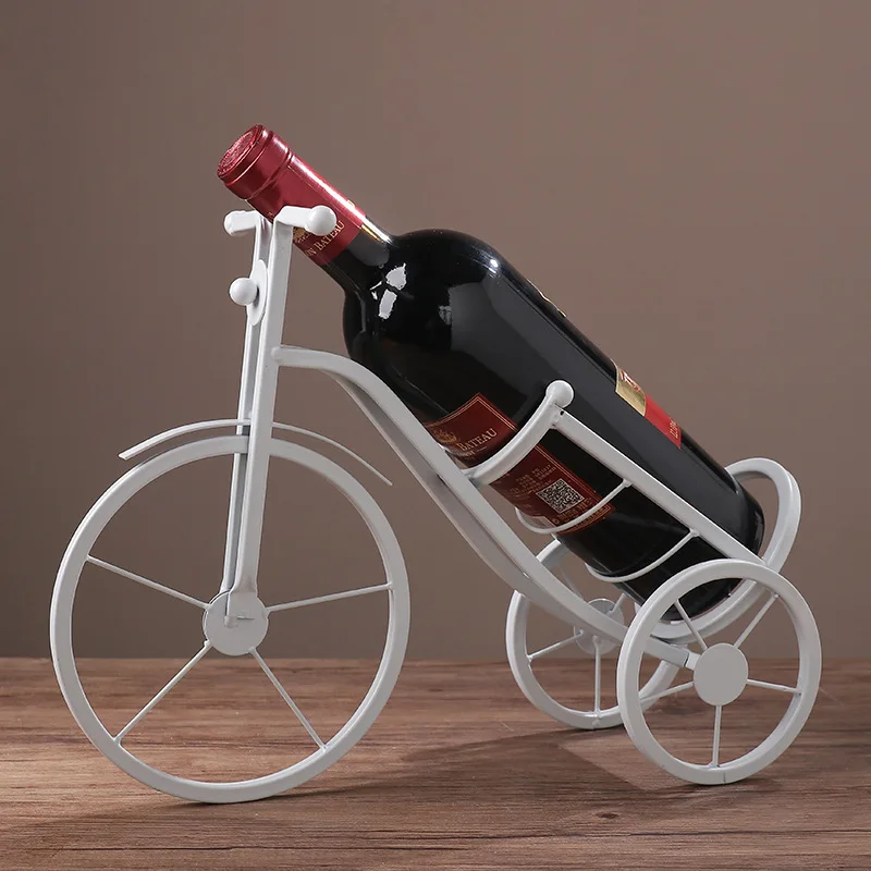 Eiropas radošo kaltas dzelzs tricikls vīna plaukts mājas apdare bārs vīna skapis metāla vīna plaukts