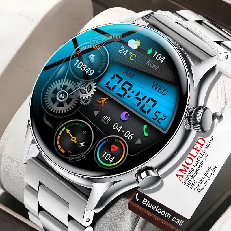 2023 Jaunu AMOLED 390*390px HD Ekrāns Smart Skatīties Vīrieši Bluetooth Zvanu Sporta Fitnesa Tracker Smartwatch Sievietēm IP68 Ūdensnecaurlaidīga