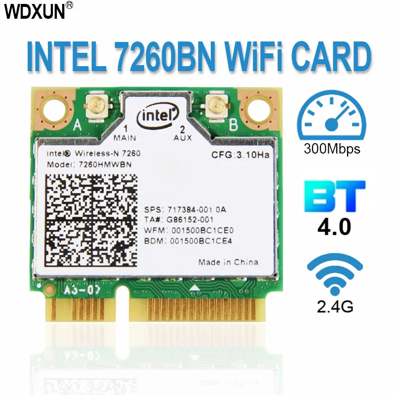 INTEL 7260 BN 7260HMW BN7260 300mbps Mini PCI-E 2.4 GHz BT 4.0 Combo 7260BN HP COMPAQ Linux Win7, Win8 Win10 AP