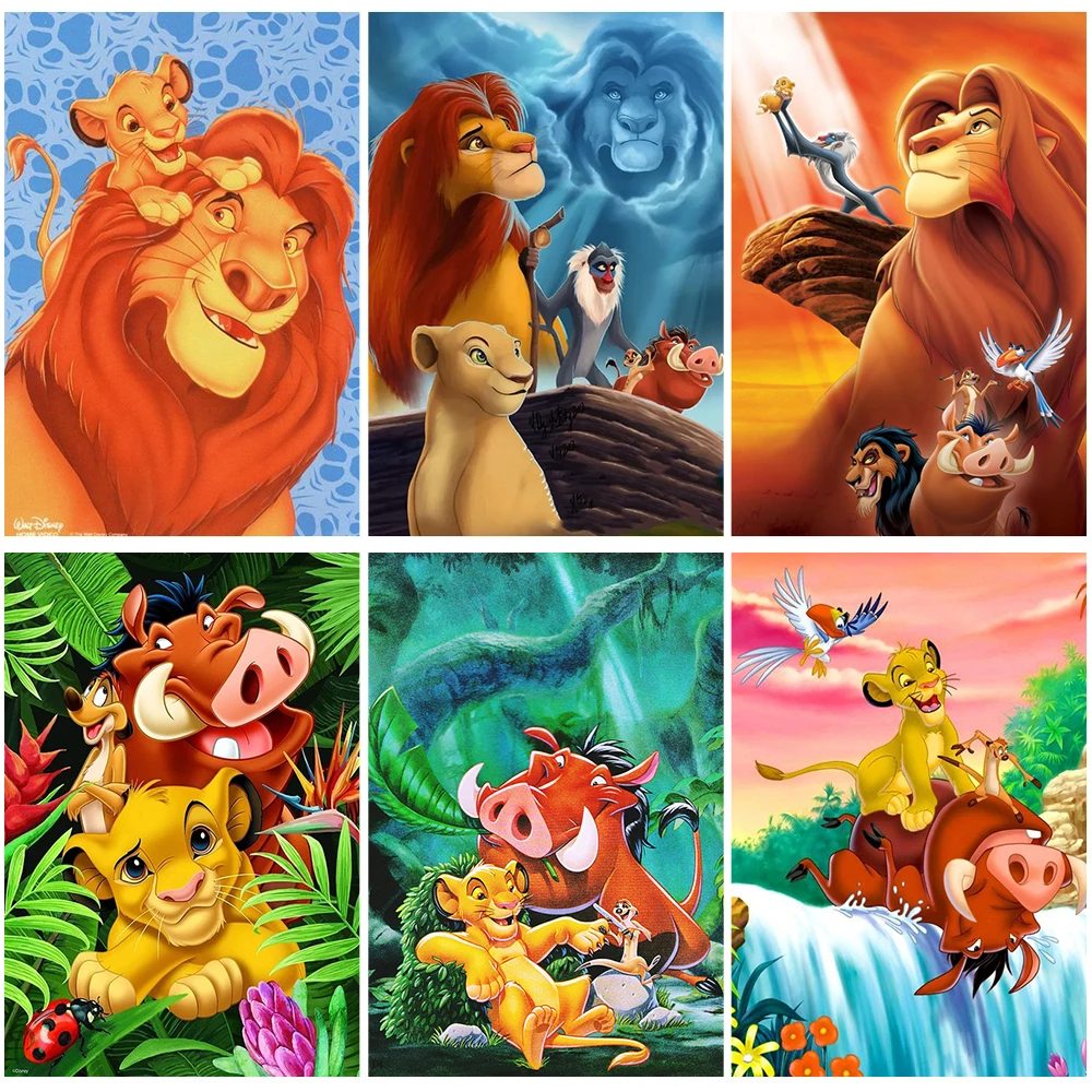Disney Multiplikācijas filmu The Lion King DIY Dimanta Izšuvumi Pilnu Kvadrātveida Urbt Dzīvnieku 5D Dimanta Krāsošana Mozaīkas Roku darbs, Mājas Dekoru, Dāvanu