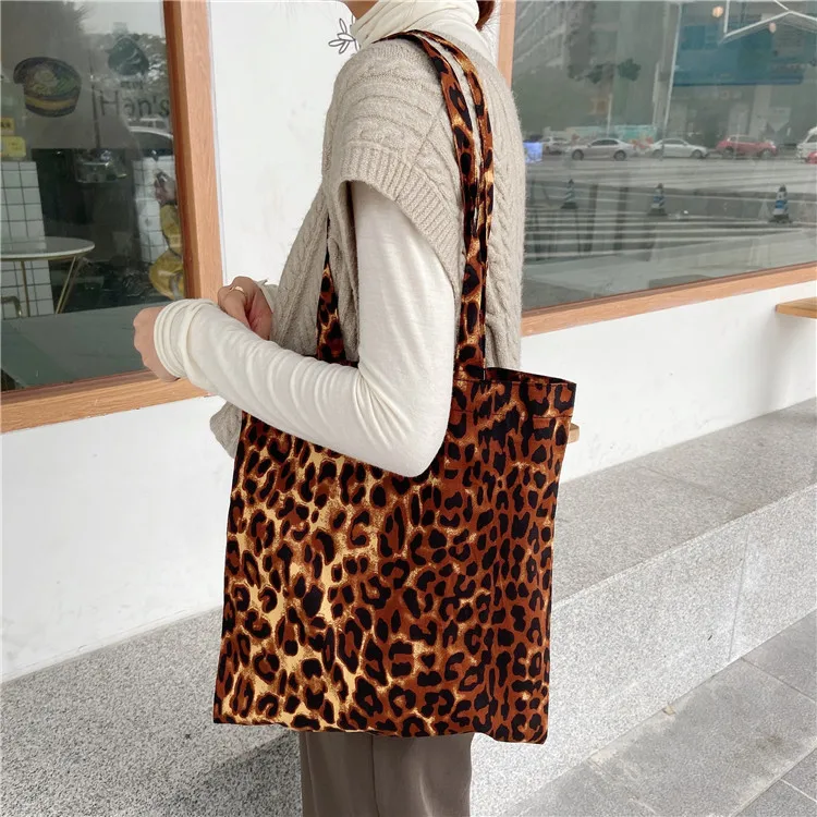 Jaunas, leoparda auduma maisiņu vienu plecu diagonāli auduma soma sieviešu schoolbag iepirkumu grozs leopard tote soma